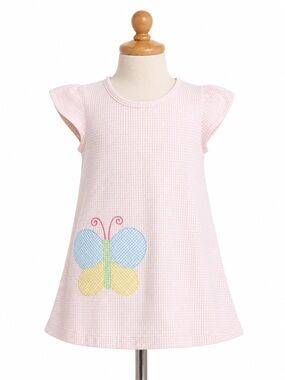 Lullaby Set Pink Gingham Dress with Butterfly Pocket Toddler Girls 2T